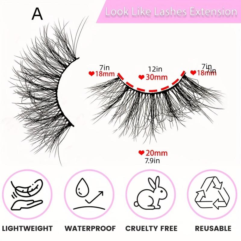 5 Pairs Fluffy False Eyelashes Thick Volume Faux Mink Lashes