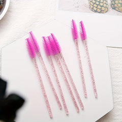 50pcs Crystal Eyelash Brush Spoolie Brushes for Extensions and Mascara