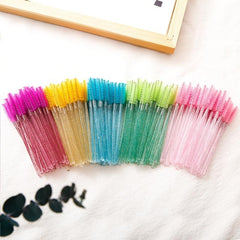 50pcs Crystal Eyelash Brush Spoolie Brushes for Extensions and Mascara