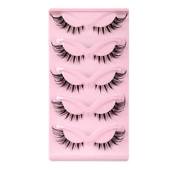 5 Pairs 3D Clear Band Wispy Mink Eyelashes Natural Cat Eye Lashes