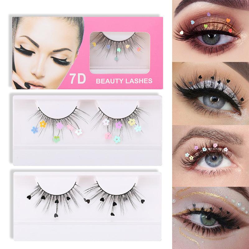 Sequin False Eyelashes Peach Blossom Glitter Synthetic Fibers Lashes
