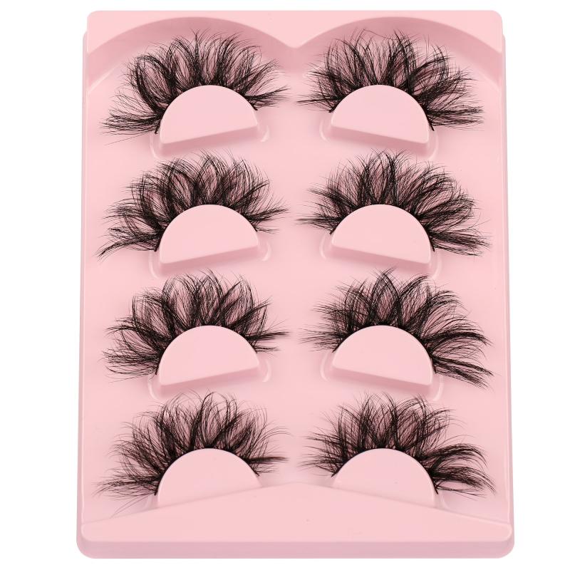4 Pairs Fluffy Faux Mink Lashes Wispy Natural Cross Eyelashes