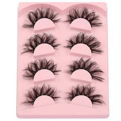 4 Pairs Fluffy Faux Mink Lashes Wispy Natural Cross Eyelashes