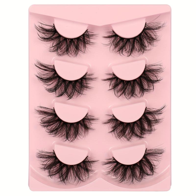 4 Pairs Fluffy Faux Mink Lashes Wispy Natural Cross Eyelashes