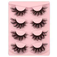4 Pairs Fluffy Faux Mink Lashes Wispy Natural Cross Eyelashes