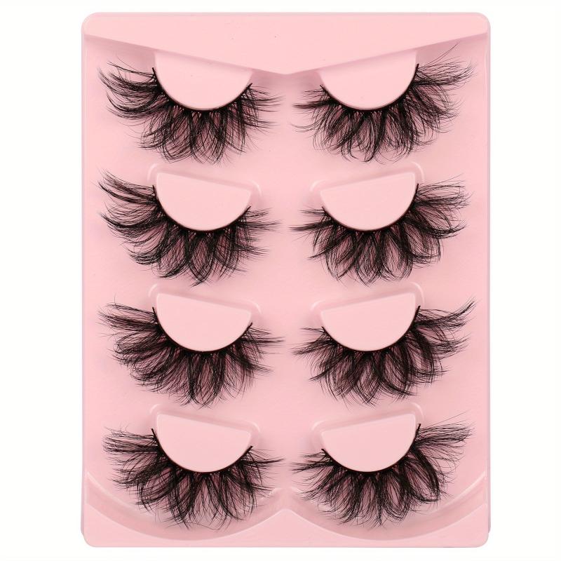 4 Pairs Fluffy Faux Mink Lashes Wispy Natural Cross Eyelashes