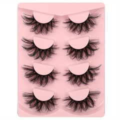 4 Pairs Fluffy Faux Mink Lashes Wispy Natural Cross Eyelashes