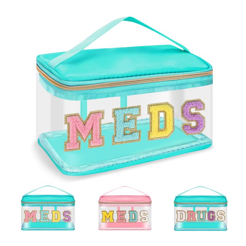 Chenille Letter Clear Bag PVC & PU Meds Travel Bag