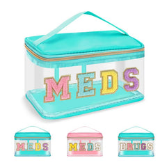 Chenille Letter Clear Bag PVC & PU Meds Travel Bag