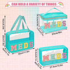 Chenille Letter Clear Bag PVC & PU Meds Travel Bag