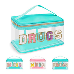 Chenille Letter Clear Bag PVC & PU Meds Travel Bag