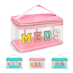 Chenille Letter Clear Bag PVC & PU Meds Travel Bag
