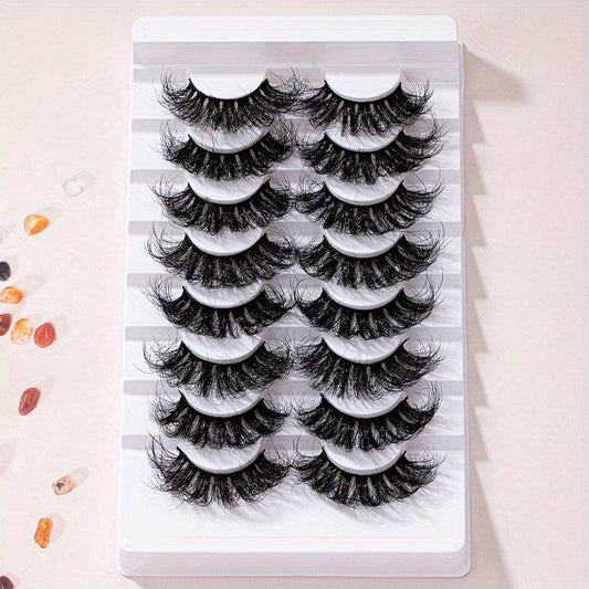 8 Pairs 6D Volume False Lashes 25mm Curly Extensions