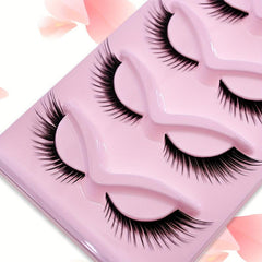 5 Pairs Natural Look Winged False Eyelashes Fluffy Faux Mink Cat Eye Lashes