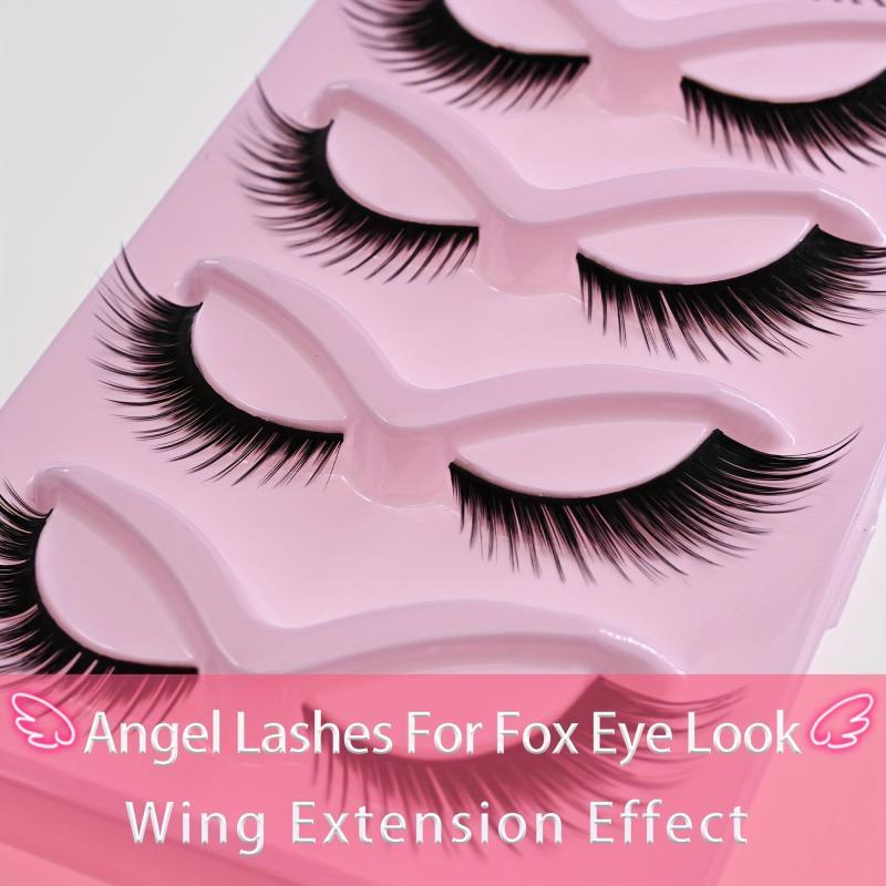 5 Pairs Natural Look Winged False Eyelashes Fluffy Faux Mink Cat Eye Lashes