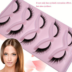 5 Pairs Natural Look Winged False Eyelashes Fluffy Faux Mink Cat Eye Lashes