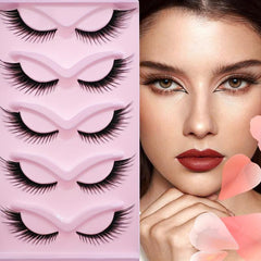 5 Pairs Natural Look Winged False Eyelashes Fluffy Faux Mink Cat Eye Lashes