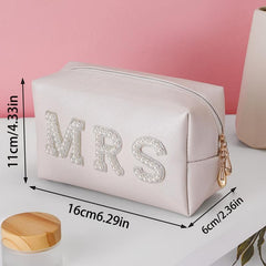 Letter Patch Cosmetic Toiletry Bag for Traveling Women and Girls
