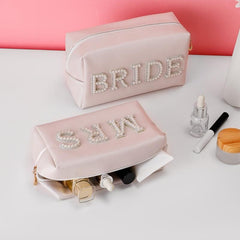 Letter Patch Cosmetic Toiletry Bag for Traveling Women and Girls