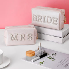 Letter Patch Cosmetic Toiletry Bag for Traveling Women and Girls