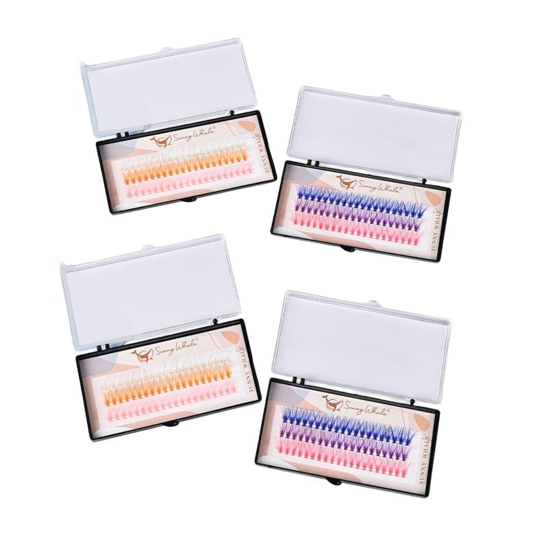 4 Boxes Colored Cluster Lashes Mix Individual Lashes Soft Lash Extension