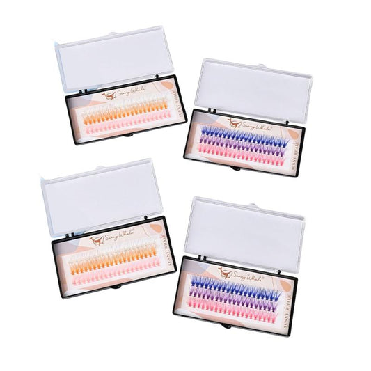 4 Boxes Colored Cluster Lashes Mix Individual Lashes Soft Lash Extension