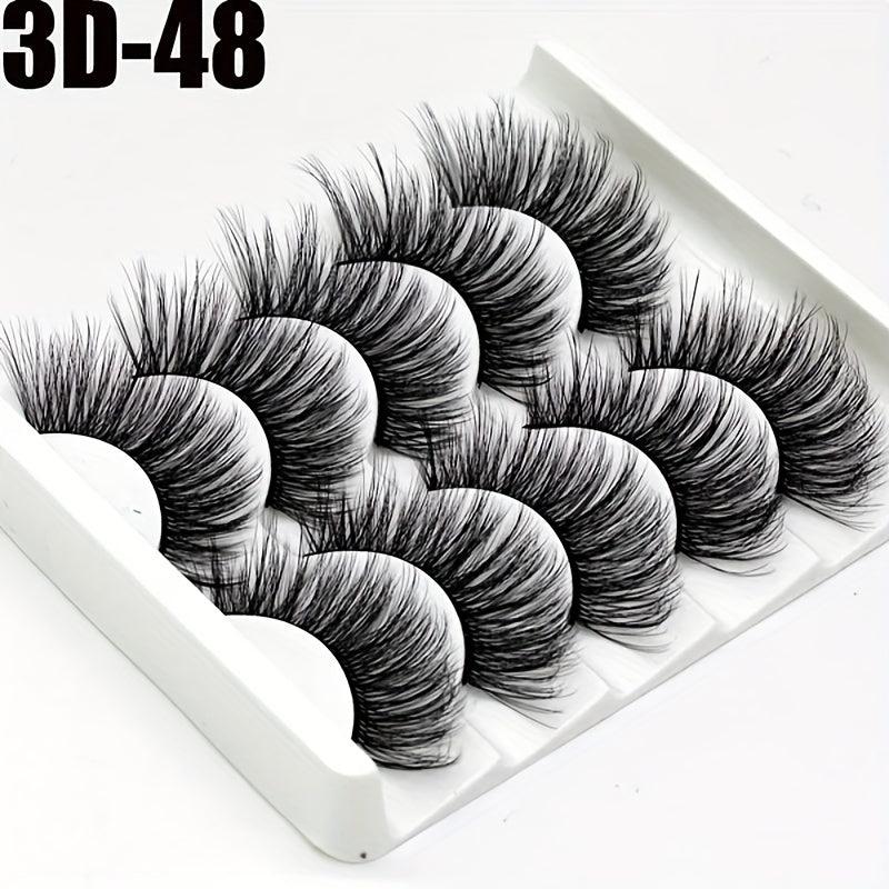 5 Pairs 3D False Eyelashes Natural Thick Faux Mink Hair Wispy Long Eyelashes