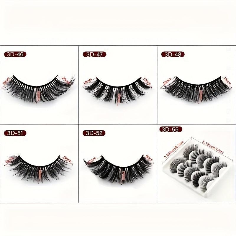5 Pairs 3D False Eyelashes Natural Thick Faux Mink Hair Wispy Long Eyelashes