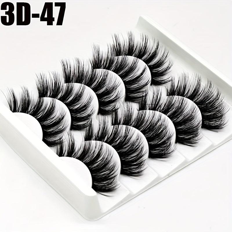 5 Pairs 3D False Eyelashes Natural Thick Faux Mink Hair Wispy Long Eyelashes