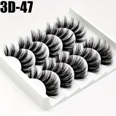 5 Pairs 3D False Eyelashes Natural Thick Faux Mink Hair Wispy Long Eyelashes