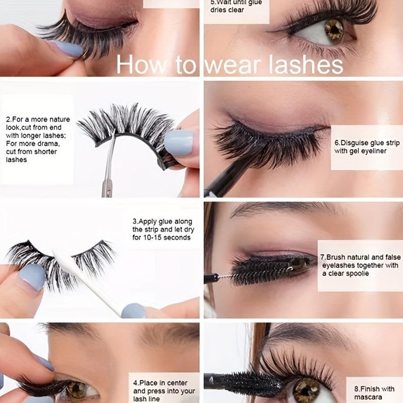 5 Pairs 3D False Eyelashes Natural Thick Faux Mink Hair Wispy Long Eyelashes