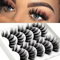 5 Pairs 3D False Eyelashes Natural Thick Faux Mink Hair Wispy Long Eyelashes