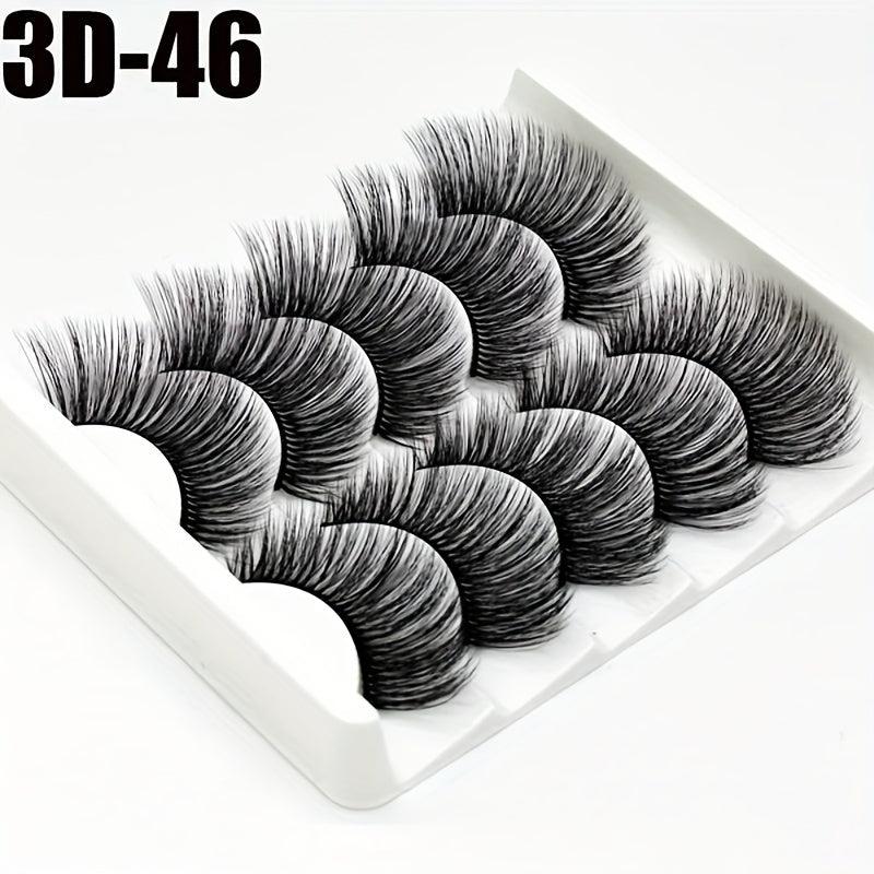 5 Pairs 3D False Eyelashes Natural Thick Faux Mink Hair Wispy Long Eyelashes