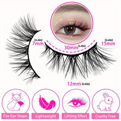 5 Pairs Cat Eye Lashes Eye End Lengthening Slender Curling Lashes Natural