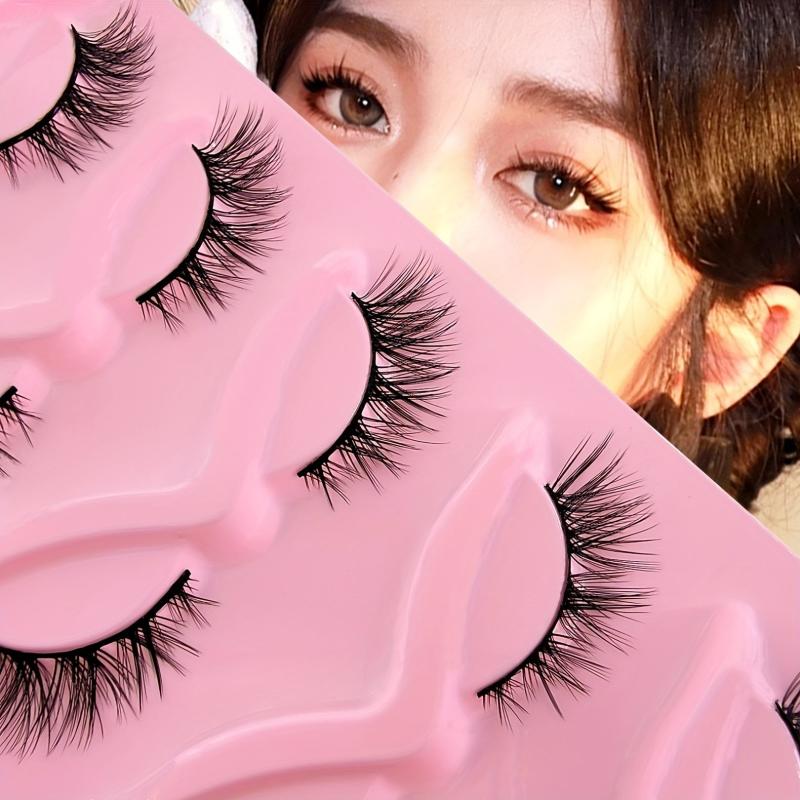 5 Pairs Cat Eye Lashes Eye End Lengthening Slender Curling Lashes Natural