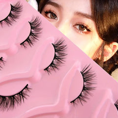 5 Pairs Cat Eye Lashes Eye End Lengthening Slender Curling Lashes Natural