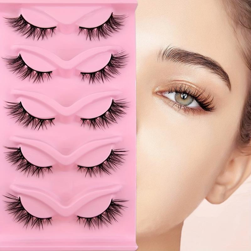 5 Pairs Cat Eye Lashes Eye End Lengthening Slender Curling Lashes Natural