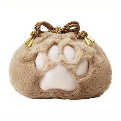 Plush Cat Paw Makeup Bag Drawstring Fluffy Travel Cosmetic Case