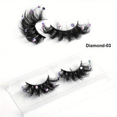 Glitter Rhinestone False Eyelashes with Thick Layer for Stage Performance