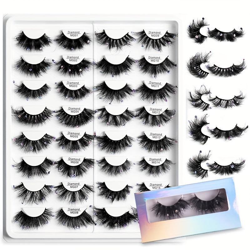 Glitter Rhinestone False Eyelashes with Thick Layer for Stage Performance