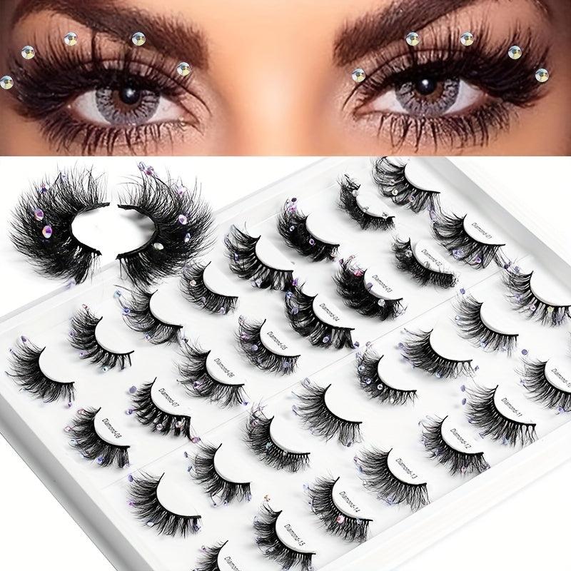 Glitter Rhinestone False Eyelashes with Thick Layer for Stage Performance