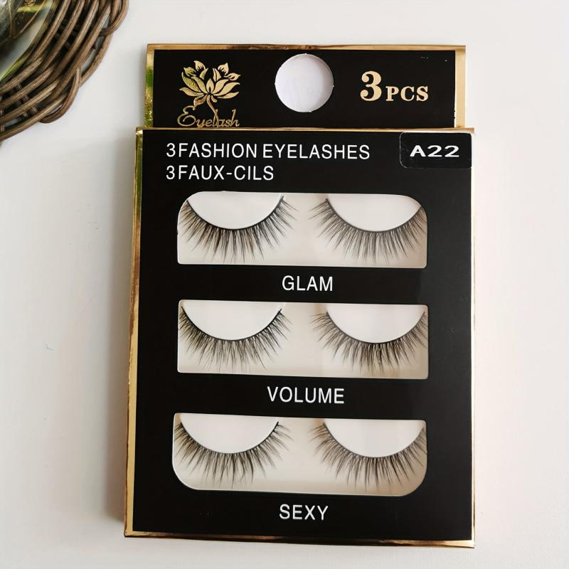 3 Pairs Natural Look 3D Fluffy B Curl Faux Mink False Eyelashes