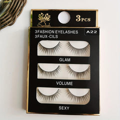 3 Pairs Natural Look 3D Fluffy B Curl Faux Mink False Eyelashes