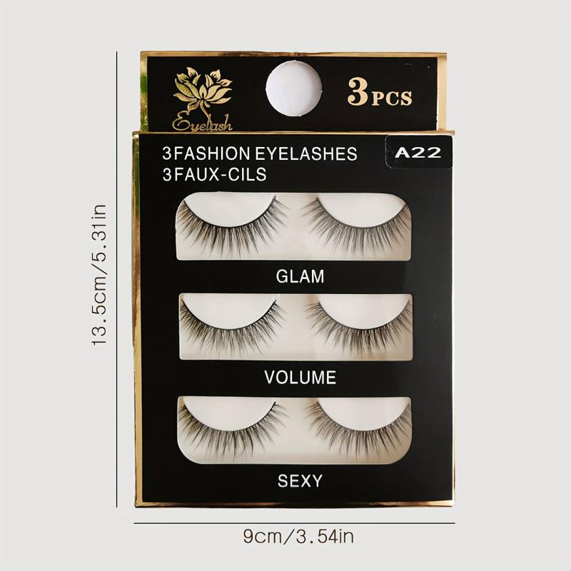 3 Pairs Natural Look 3D Fluffy B Curl Faux Mink False Eyelashes