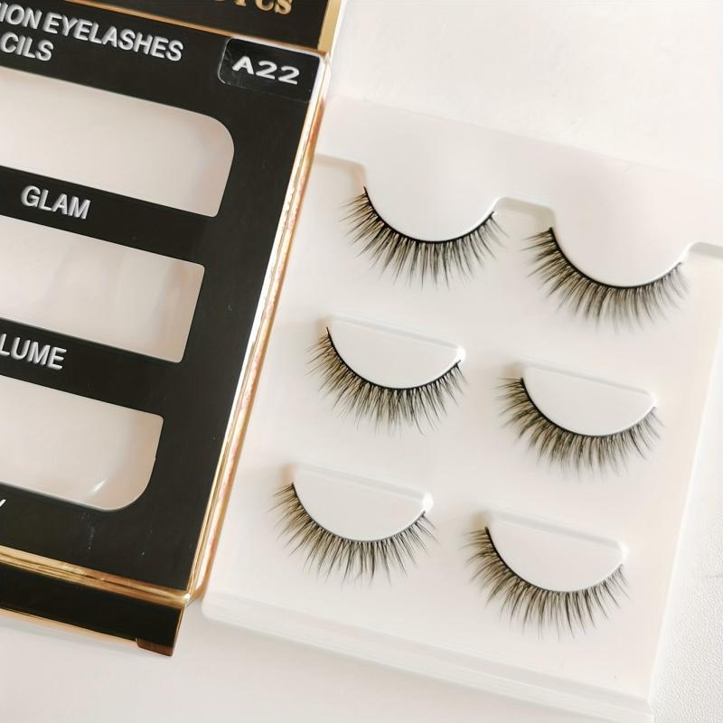 3 Pairs Natural Look 3D Fluffy B Curl Faux Mink False Eyelashes