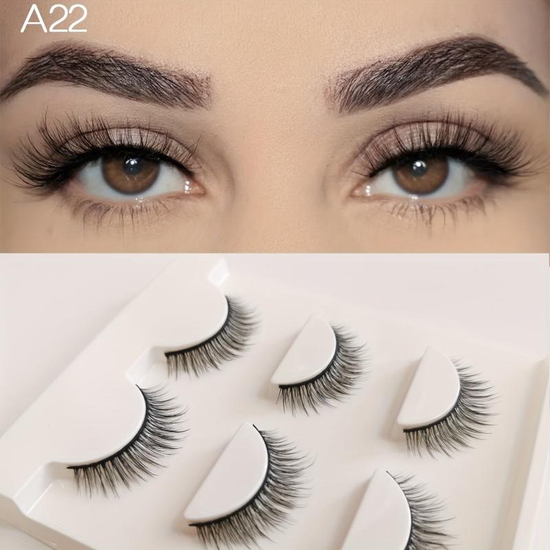 3 Pairs Natural Look 3D Fluffy B Curl Faux Mink False Eyelashes