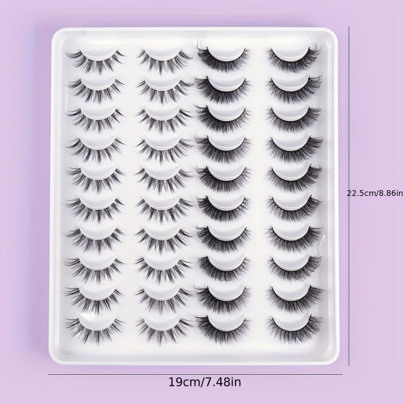 20 Pairs Thick Curling Reusable False Eyelashes For Dating Work Party