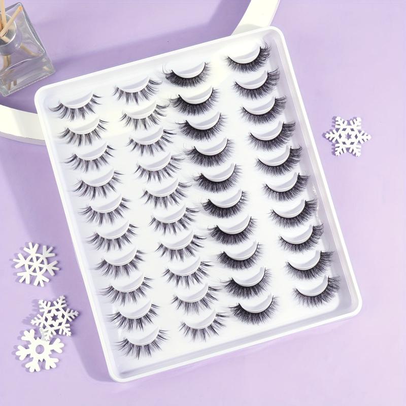 20 Pairs Thick Curling Reusable False Eyelashes For Dating Work Party
