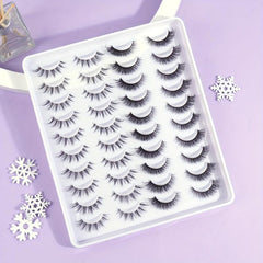 20 Pairs Thick Curling Reusable False Eyelashes For Dating Work Party