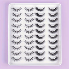 20 Pairs Thick Curling Reusable False Eyelashes For Dating Work Party